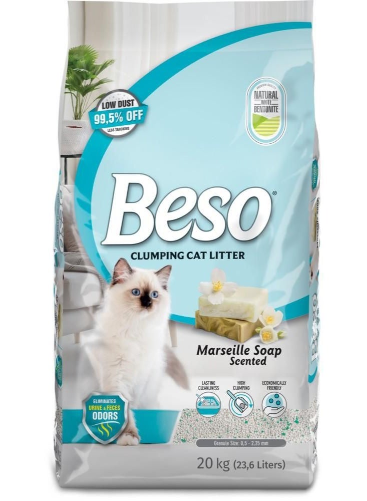 بيسو رمل قطط بيسو برائحة الصابون (23.6 لتر- 20 كيلو) - Image 1